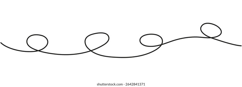 Wave continuous line drawing. Single line with squiggles. Vector illustration isolated on white.
