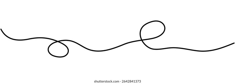 Desenho de linha contínua ondulado. Uma linha com rabiscos. Ilustração vetorial isolada em branco.