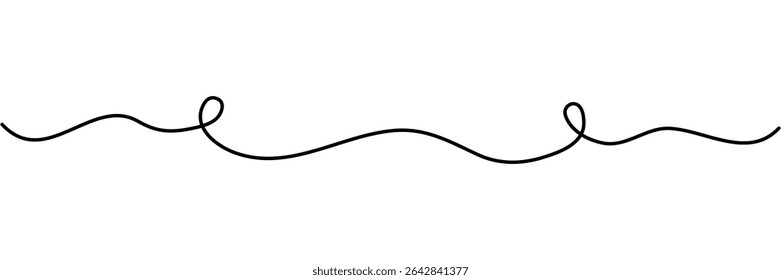 Wave continuous line drawing. Single line with squiggles. Vector illustration isolated on white.