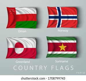 wave country flag with shadows and screws