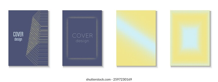 Wave Cover Set. Cool Memphis Art With Circles. Dynamic Elements In 2d Presentation. Abstract Flyer. Minimalist Music Poster. Geometric Book Template. Trendy Wave Cover