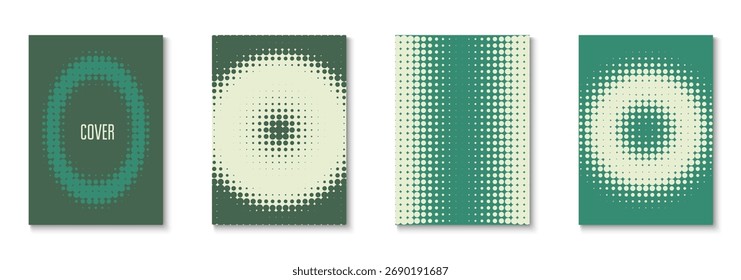 Wave Cover Set. Summer Circles With Modern Art. Dynamic Frame For Annual Invitation. Dot Flyer. Minimalist Book Poster. Geometric Line Pattern. Trendy Wave Cover