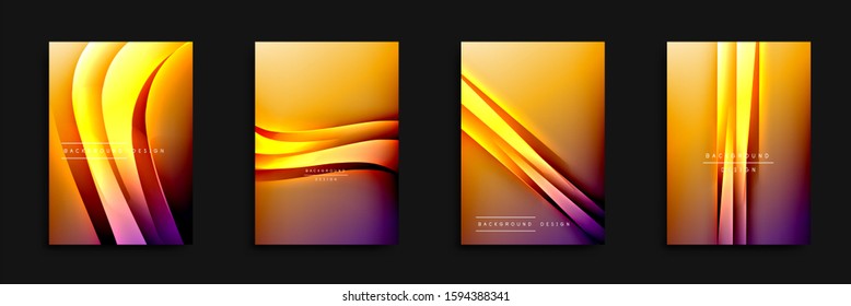 Wave covers set with fluid gradients. Dynamic trendy abstract background with flowing wavy lines. Vector Illustration For Wallpaper, Banner, Background, Card, Book Illustration, landing page, cover