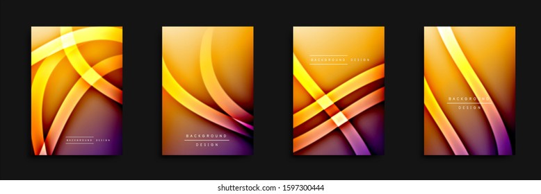 Wave covers set with fluid gradients. Dynamic trendy abstract background with flowing wavy lines. Vector Illustration For Wallpaper, Banner, Background, Card, Book Illustration, landing page, cover