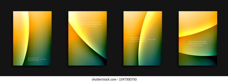 Wave covers set with fluid gradients. Dynamic trendy abstract background with flowing wavy lines. Vector Illustration For Wallpaper, Banner, Background, Card, Book Illustration, landing page, cover