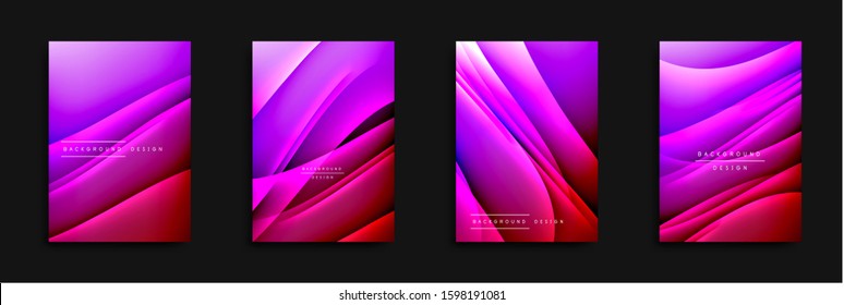 Cubiertas de onda ajustadas con gradientes de líquido. Fondo abstracto dinámico de moda con líneas onduladas. Ilustración vectorial para papel de escritorio, pancarta, fondo, tarjeta, ilustración del libro, página de inicio, portada
