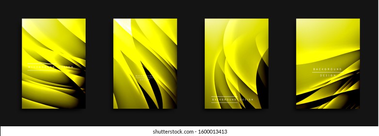 Cubiertas de onda ajustadas con gradientes de líquido. Fondo abstracto dinámico de moda con líneas onduladas. Ilustración vectorial para papel de escritorio, pancarta, fondo, tarjeta, ilustración del libro, página de inicio, portada
