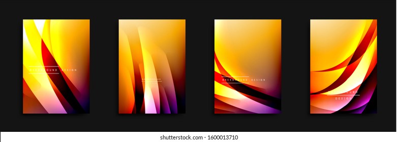 Cubiertas de onda ajustadas con gradientes de líquido. Fondo abstracto dinámico de moda con líneas onduladas. Ilustración vectorial para papel de escritorio, pancarta, fondo, tarjeta, ilustración del libro, página de inicio, portada