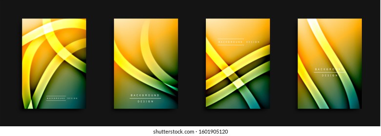 Cubiertas de onda ajustadas con gradientes de líquido. Fondo abstracto dinámico de moda con líneas onduladas. Ilustración vectorial para papel de escritorio, pancarta, fondo, tarjeta, ilustración del libro, página de inicio, portada
