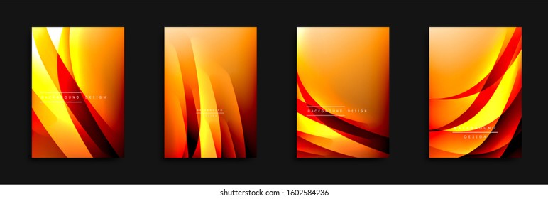 Wave covers set with fluid gradients. Dynamic trendy abstract background with flowing wavy lines. Vector Illustration For Wallpaper, Banner, Background, Card, Book Illustration, landing page, cover