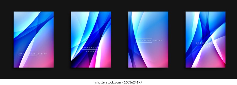 Wave covers set with fluid gradients. Dynamic trendy abstract background with flowing wavy lines. Vector Illustration For Wallpaper, Banner, Background, Card, Book Illustration, landing page, cover