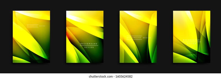 Wave covers set with fluid gradients. Dynamic trendy abstract background with flowing wavy lines. Vector Illustration For Wallpaper, Banner, Background, Card, Book Illustration, landing page, cover