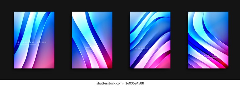 Wave covers set with fluid gradients. Dynamic trendy abstract background with flowing wavy lines. Vector Illustration For Wallpaper, Banner, Background, Card, Book Illustration, landing page, cover