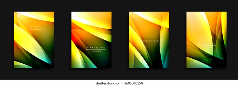 Wave covers set with fluid gradients. Dynamic trendy abstract background with flowing wavy lines. Vector Illustration For Wallpaper, Banner, Background, Card, Book Illustration, landing page, cover