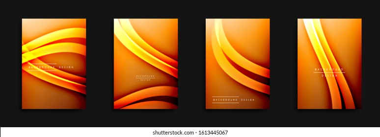 Wave covers set with fluid gradients. Dynamic trendy abstract background with flowing wavy lines. Vector Illustration For Wallpaper, Banner, Background, Card, Book Illustration, landing page, cover