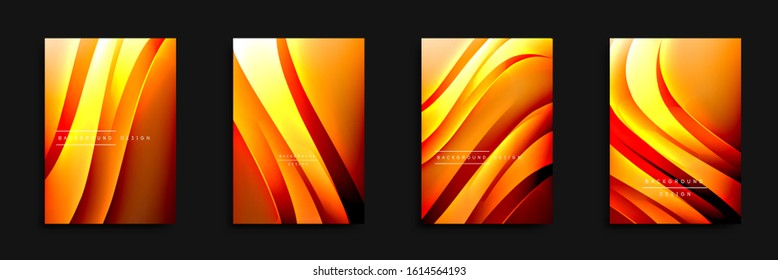 Wave covers set with fluid gradients. Dynamic trendy abstract background with flowing wavy lines. Vector Illustration For Wallpaper, Banner, Background, Card, Book Illustration, landing page, cover