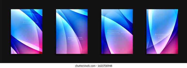 Wave covers set with fluid gradients. Dynamic trendy abstract background with flowing wavy lines. Vector Illustration For Wallpaper, Banner, Background, Card, Book Illustration, landing page, cover