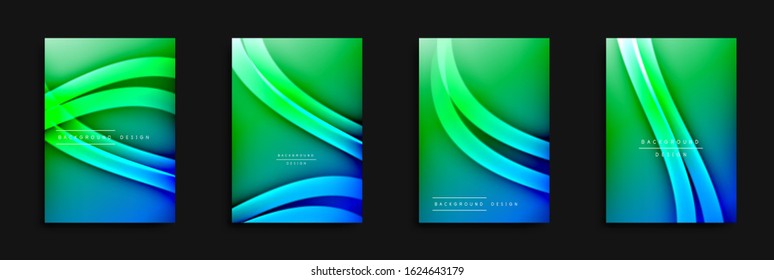 Cubiertas de onda ajustadas con gradientes de líquido. Fondo abstracto dinámico de moda con líneas onduladas. Ilustración vectorial para papel de escritorio, pancarta, fondo, tarjeta, ilustración del libro, página de inicio, portada