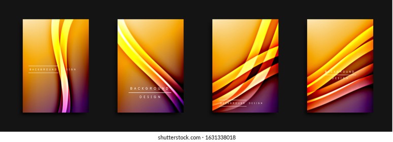 Wave covers set with fluid gradients. Dynamic trendy abstract background with flowing wavy lines. Vector Illustration For Wallpaper, Banner, Background, Card, Book Illustration, landing page, cover