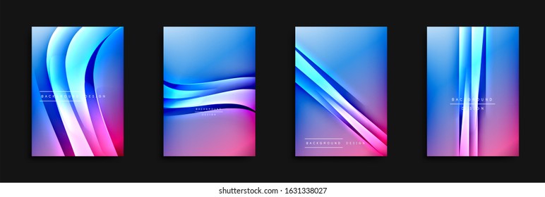 Wave covers set with fluid gradients. Dynamic trendy abstract background with flowing wavy lines. Vector Illustration For Wallpaper, Banner, Background, Card, Book Illustration, landing page, cover