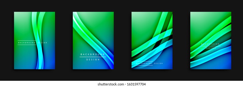 Wave covers set with fluid gradients. Dynamic trendy abstract background with flowing wavy lines. Vector Illustration For Wallpaper, Banner, Background, Card, Book Illustration, landing page, cover