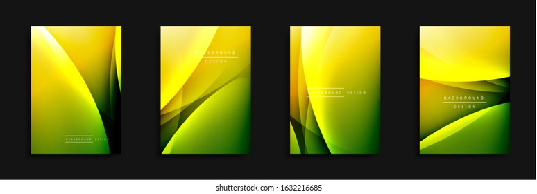 Wave covers set with fluid gradients. Dynamic trendy abstract background with flowing wavy lines. Vector Illustration For Wallpaper, Banner, Background, Card, Book Illustration, landing page, cover