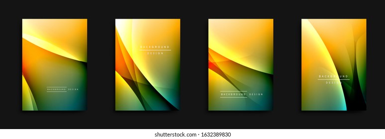 Cubiertas de onda ajustadas con gradientes de líquido. Fondo abstracto dinámico de moda con líneas onduladas. Ilustración vectorial para papel de escritorio, pancarta, fondo, tarjeta, ilustración del libro, página de inicio, portada