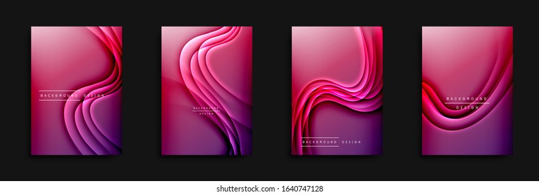 Cubiertas de onda ajustadas con gradientes de líquido. Fondo abstracto dinámico de moda con líneas onduladas. Ilustración vectorial para papel de escritorio, pancarta, fondo, tarjeta, ilustración del libro, página de inicio, portada