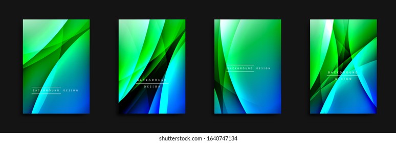 Wave covers set with fluid gradients. Dynamic trendy abstract background with flowing wavy lines. Vector Illustration For Wallpaper, Banner, Background, Card, Book Illustration, landing page, cover