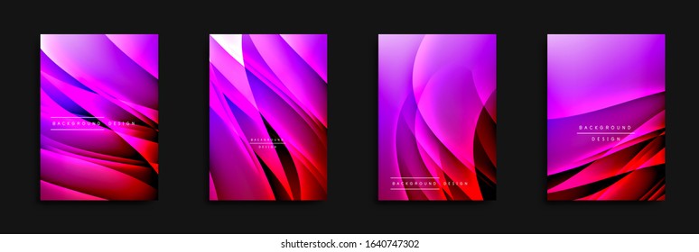 Wave covers set with fluid gradients. Dynamic trendy abstract background with flowing wavy lines. Vector Illustration For Wallpaper, Banner, Background, Card, Book Illustration, landing page, cover