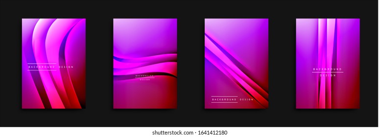 Cubiertas de onda ajustadas con gradientes de líquido. Fondo abstracto dinámico de moda con líneas onduladas. Ilustración vectorial para papel de escritorio, pancarta, fondo, tarjeta, ilustración del libro, página de inicio, portada