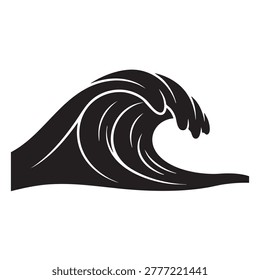 Wave crash ocean surf black silhouette illustration