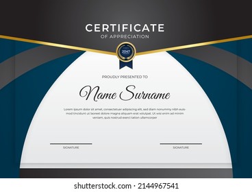 Wave curve certificate of appreciation template vector with clean and modern design. Can be use for award show, diploma certificate, employee of the month, business deal, corporate recognition