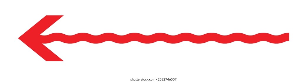 wave and curved long arrow vector icon.  Horizontal wave curve long arrow icon. flat style long arrow vector illustration.