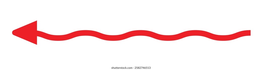 wave and curved long arrow vector icon.  Horizontal wave curve long arrow icon. flat style long arrow vector illustration.