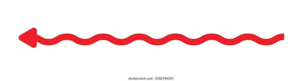 wave and curved long arrow vector icon.  Horizontal wave curve long arrow icon. flat style long arrow vector illustration.