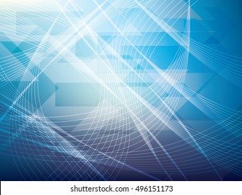 Wave curves in abstract background, template layout vector illustration