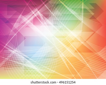 Wave curves in abstract background, template layout vector illustration
