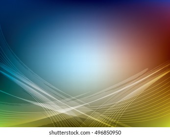 Wave curves in abstract background, template layout vector illustration