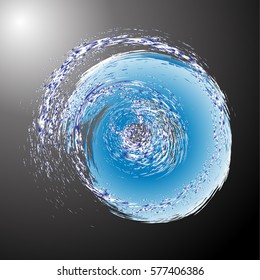 wave cycle of water on black background