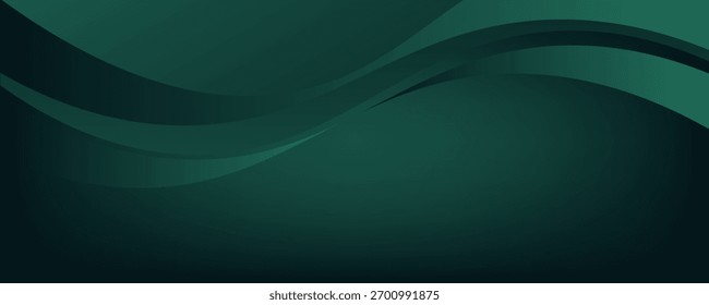 Onda de arte digital verde oscuro y luz en el medio, fondo de diseño para el diseño de elementos. Ilustración vectorial