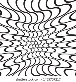 Wave design black and white. Digital image with a psychedelic stripes. Vector illustration