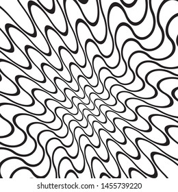 Wave design black and white. Digital image with a psychedelic stripes. Vector illustration