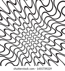 Wave design black and white. Digital image with a psychedelic stripes. Vector illustration
