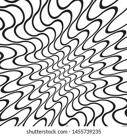 Wave design black and white. Digital image with a psychedelic stripes. Vector illustration