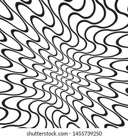 Wave design black and white. Digital image with a psychedelic stripes. Vector illustration