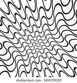 Wave design black and white. Digital image with a psychedelic stripes. Vector illustration