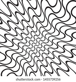 Wave design black and white. Digital image with a psychedelic stripes. Vector illustration