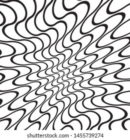 Wave design black and white. Digital image with a psychedelic stripes. Vector illustration