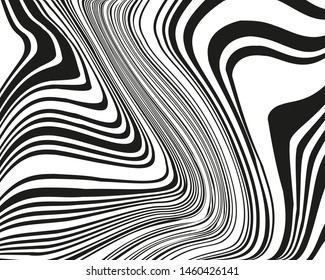 Wave design black and white. Digital image with a psychedelic stripes. Vector illustration  